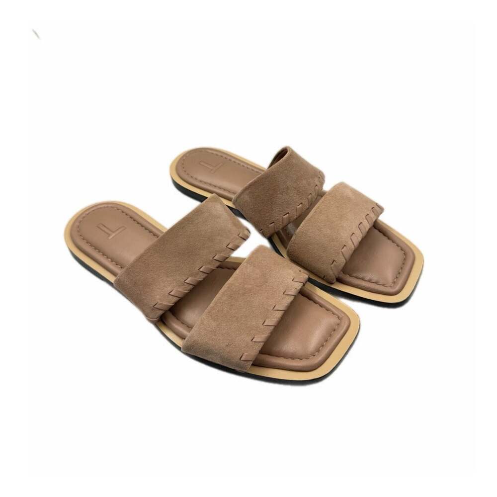 Lafayette 148 New York Nia Slide Two Strap Flat Suede Leather Summer Sandals